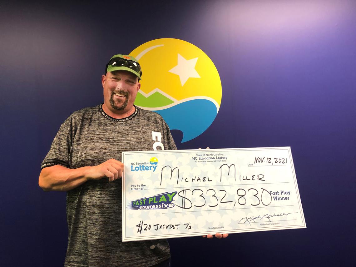 Michael Miller of Salisbury hit a $332,830 Fast Play jackpot in the new Jackpot 7’s North Carolina lottery game on Friday, Nov. 12, 2021, lottery officials said.