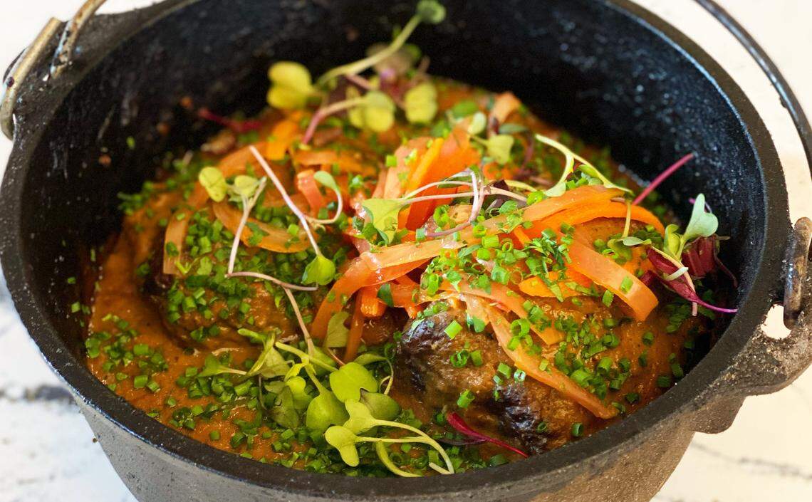 The Pot Roast at Supperland is a slow-cooked wagyu roast with vegetable gravy and pickled vegetables.