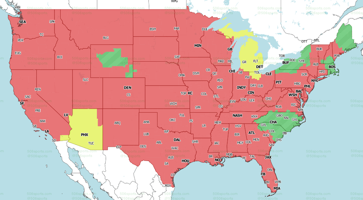 FOX Broadcast map for Week 15 of the 2021 NFL season.