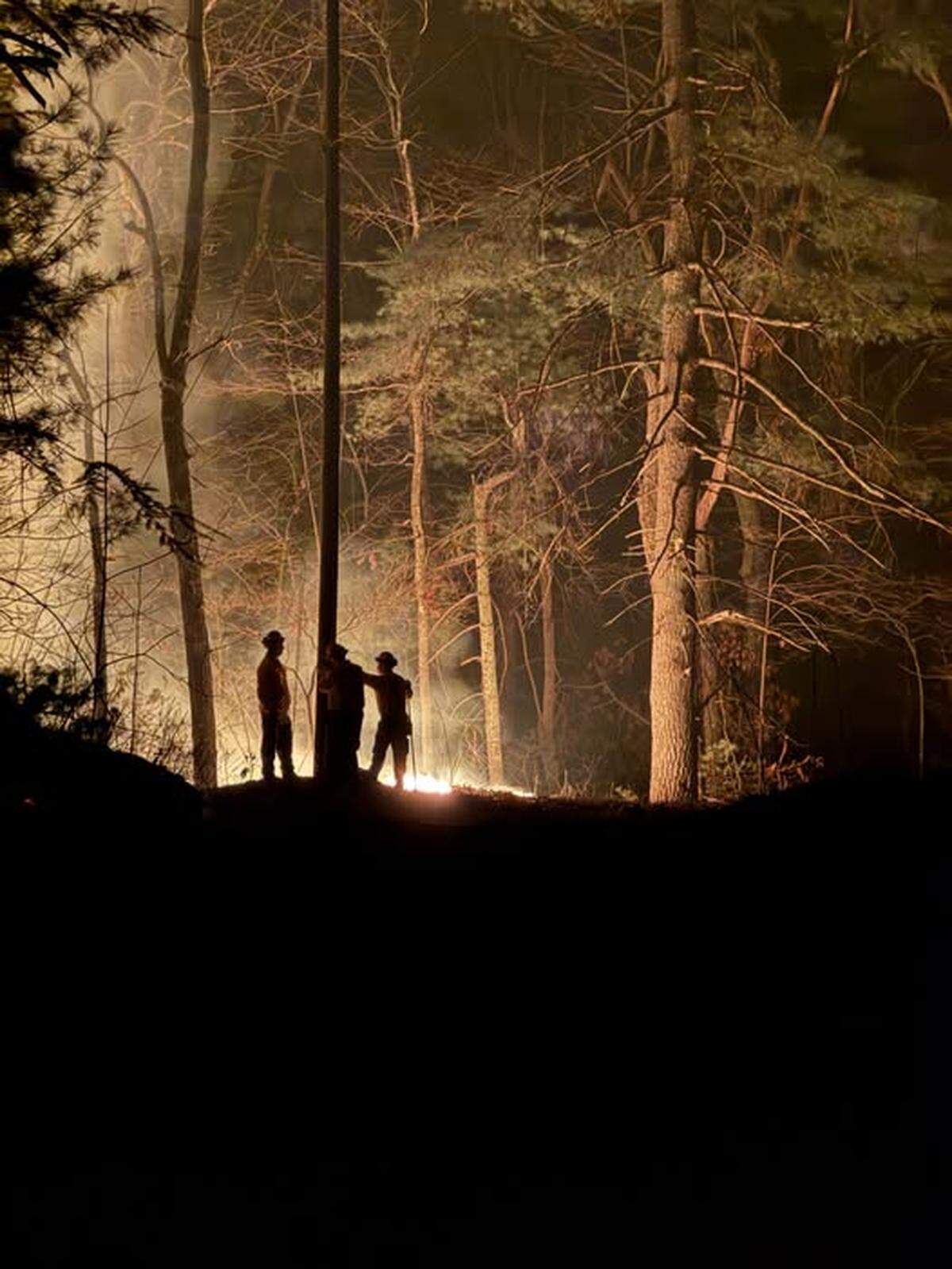 Gastonia firefighters worked through the night late Friday and early Saturday, March 28 and 29, to protect homes near Saluda from the Black Cove Fire.