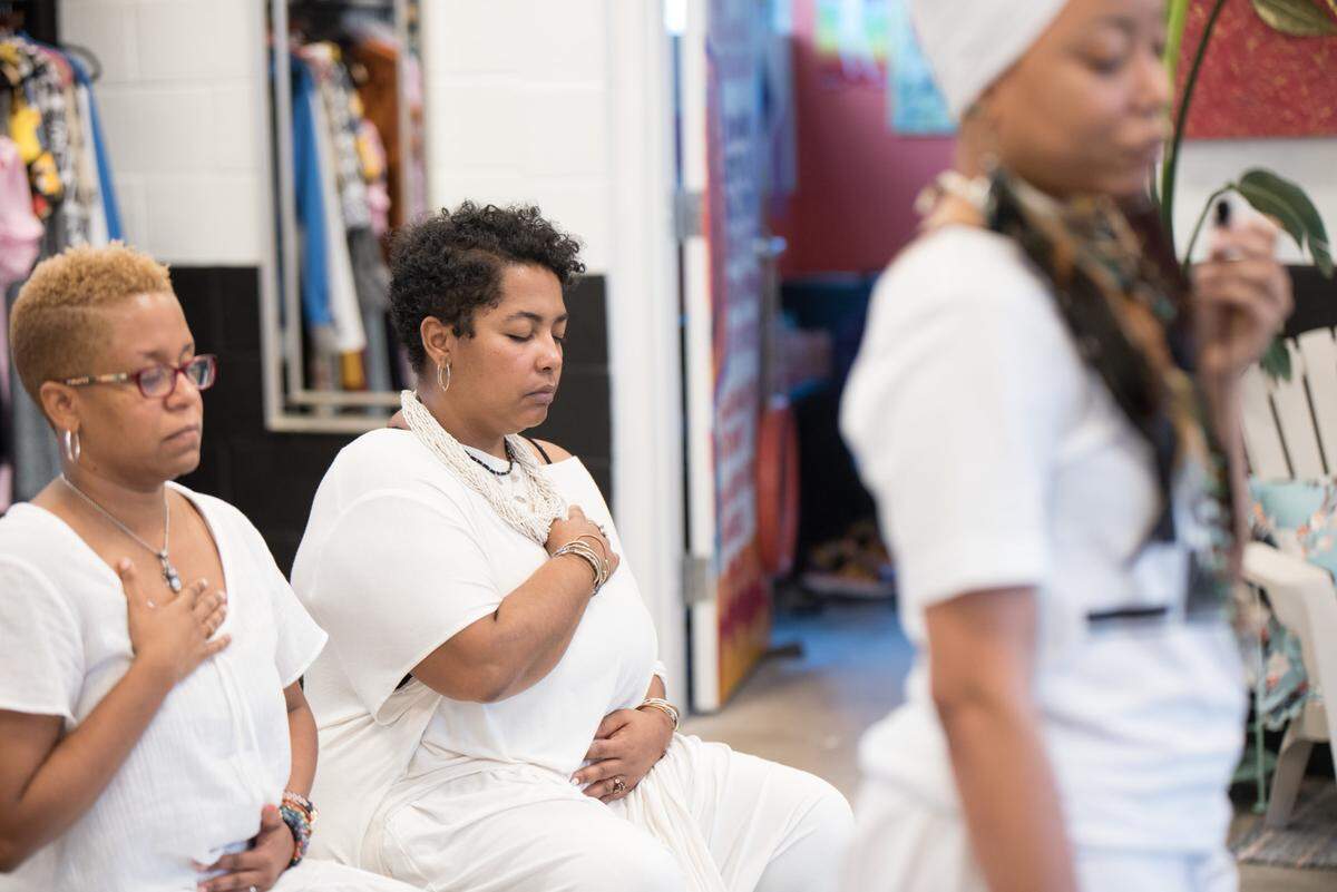 Kelley Carboni-Woods is Peace-Filled Mama (shown at center).