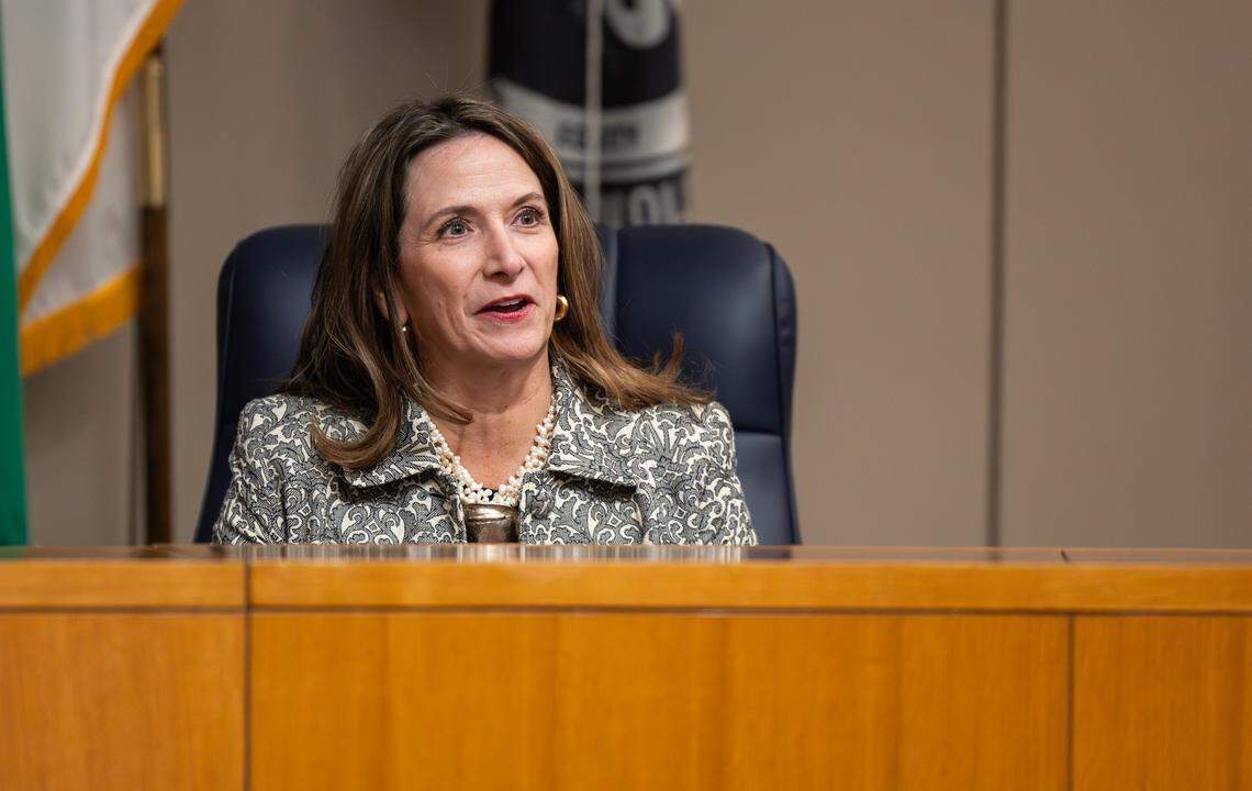 Councilwoman Kimberly Owens speaks after being sworn in.