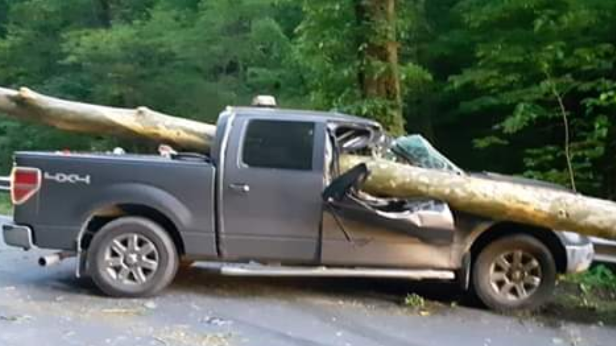This is the scene that greeted Doug Simonet as he was driving to Charlotte early Tuesday, through the Nantahala Gorge near Andrews, North Carolina.