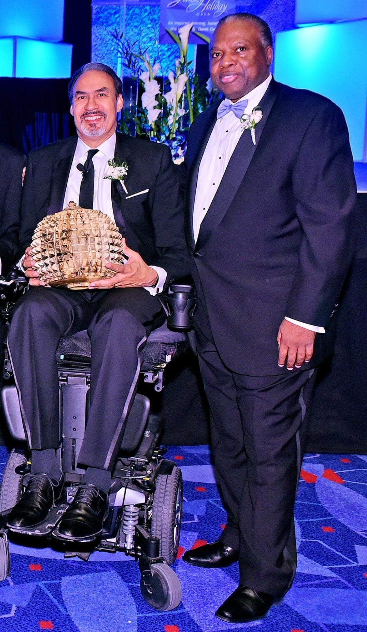 Phil Freelon and David Taylor, President and CEO of Harvey B. Gantt Center, at Jazzy Benefit Gala 2017, where Freelon was honored.