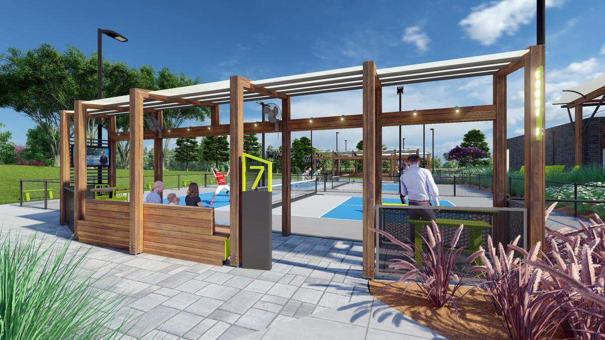 Renderings of Swing Racquet + Paddle opening at 6121 Mt. Herman Rd. in Raleigh.