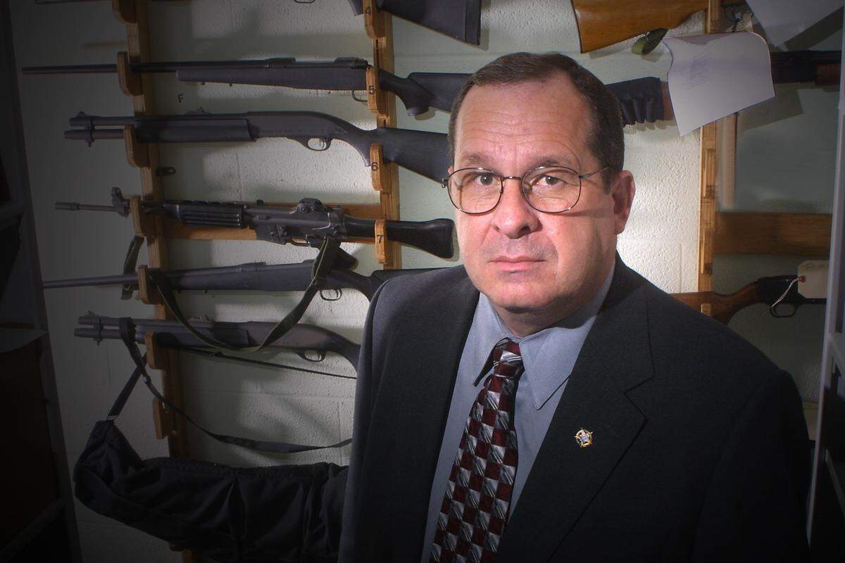 Shown here in March 2003, Union County's new sheriff, Eddie Cathey, had completed his first 100 days in office.