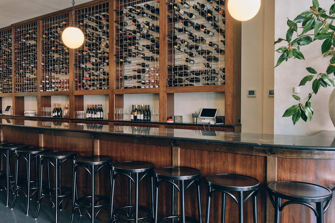 The bar at Bar a Vins in NoDa.