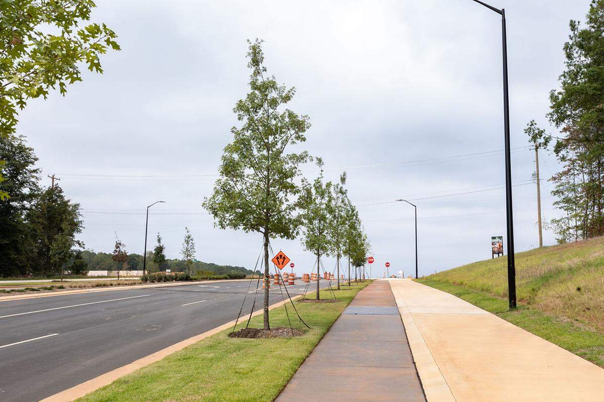A portion of the West Boulevard expansion, which is part of the River District, a 1,400-acre mixed-use development