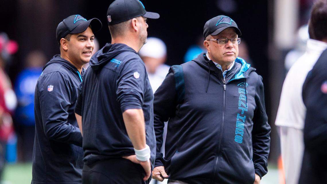 Recent executive-level moves by Carolina Panthers and Charlotte FC owner David Tepper, right, highlight a lack of ethnic diversity within senior leadership at Tepper Sports & Entertainment.