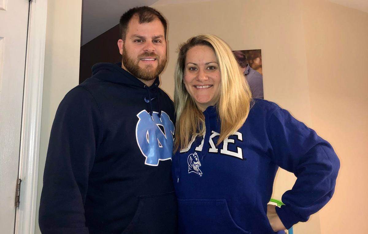 Carolina fan Brandon Reeves and Duke fan Emily Reeves.