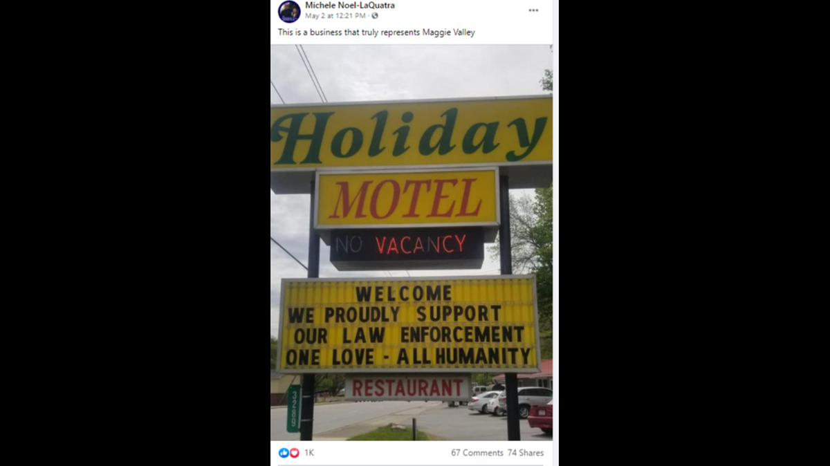 Other businesses in Maggie Valley are posting signs of their own, in support of police