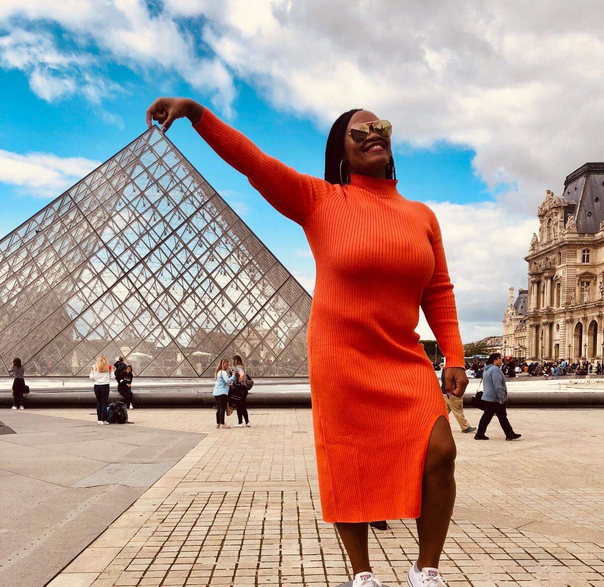 DeAnna Taylor outside the Louvre in Paris.