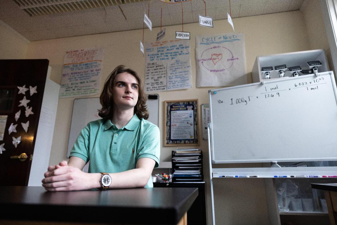 Tommy Norris poses for a portrait at Emerald School of Excellence in Charlotte, N.C., on Friday, March 31, 2023.