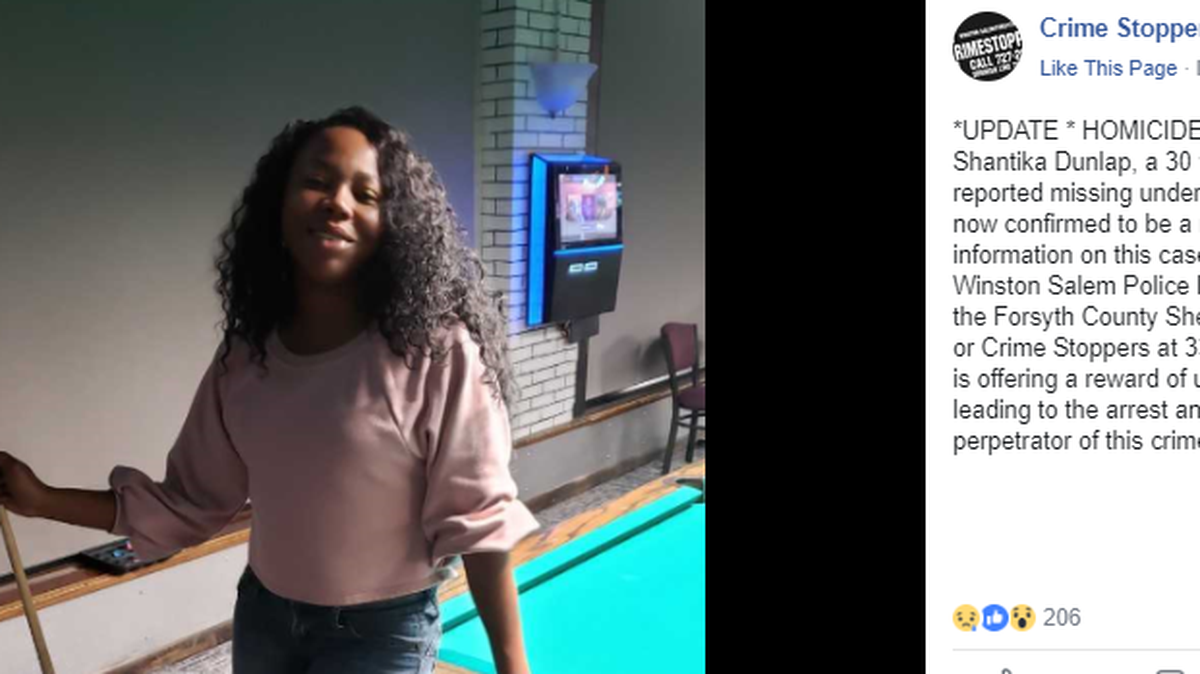 Photo of Shantika Dunlap posted by Crime Stoppers of Winston-Salem on Dec. 14. Facebook screenshot.