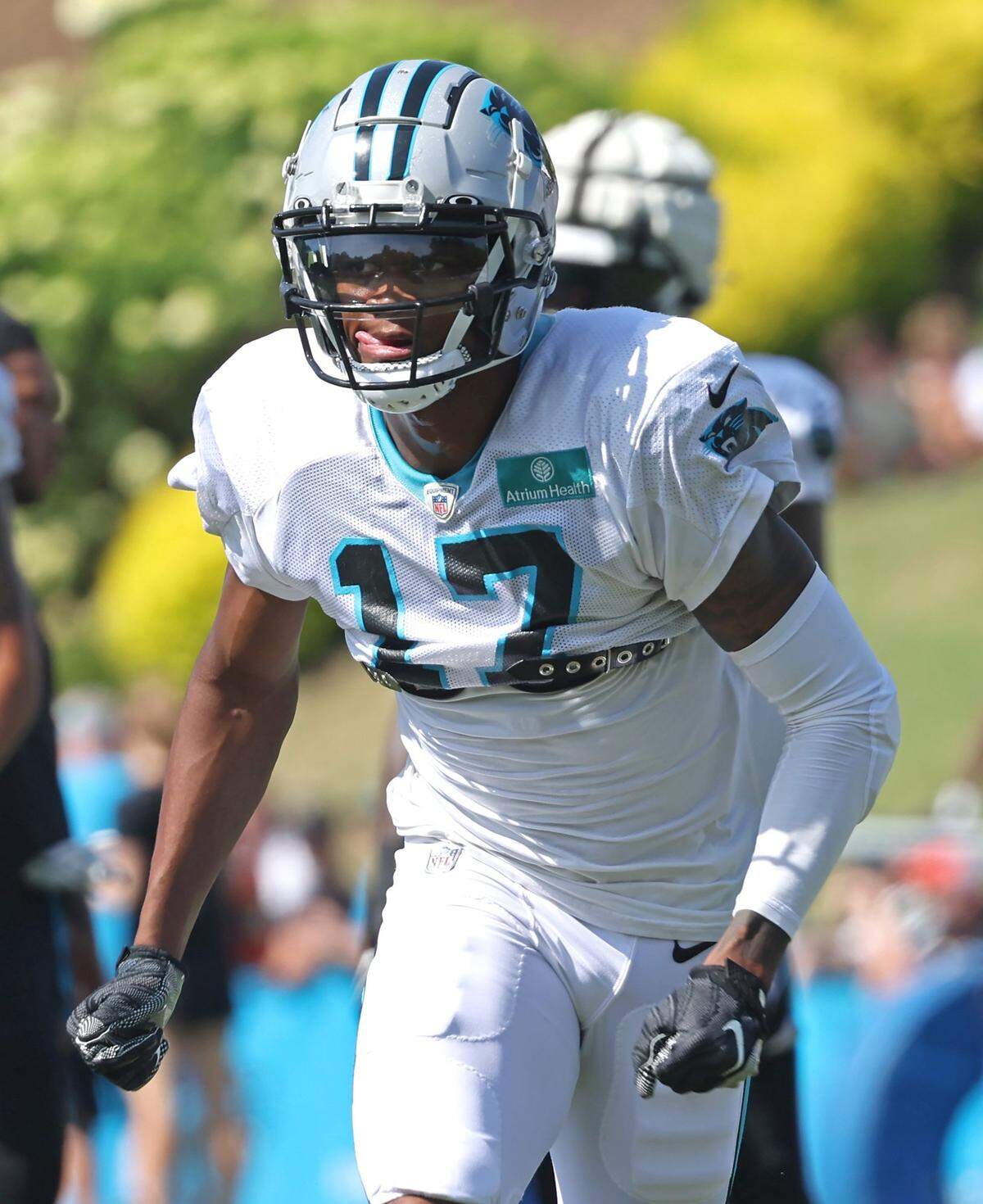 Carolina Panthers wide receiver DJ Chark breaks off the line during the team’s joint practice with the New York Jets on Wednesday, August 9, 2023 at Wofford College in Spartanburg, S.C.