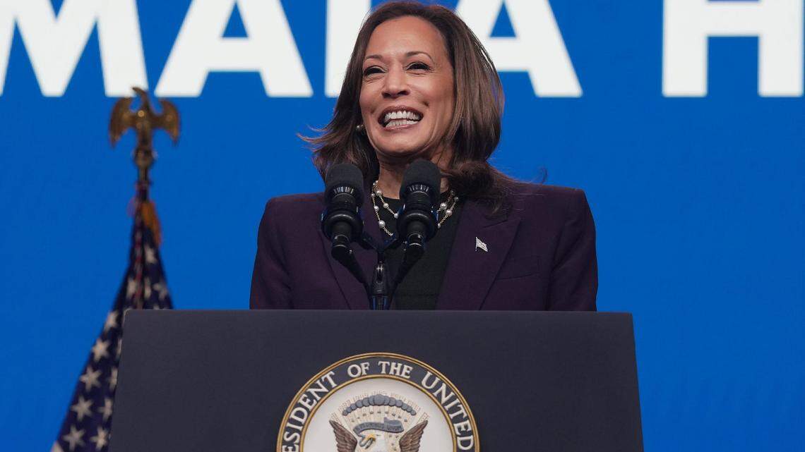 Vice President Kamala Harris speaks at the national Convention of the American Federation of Teachers on July 25, 2024 in Houston.