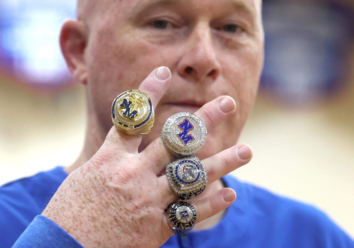 North Meck Vikings head basketball coach Duane Lewis on Wednesday, November 5, 2025. Lewis has won four NCHSAA championships in his career at the school. The 2025 North Meck boys basketball team is ranked No.1 in the preseason sweet 16.