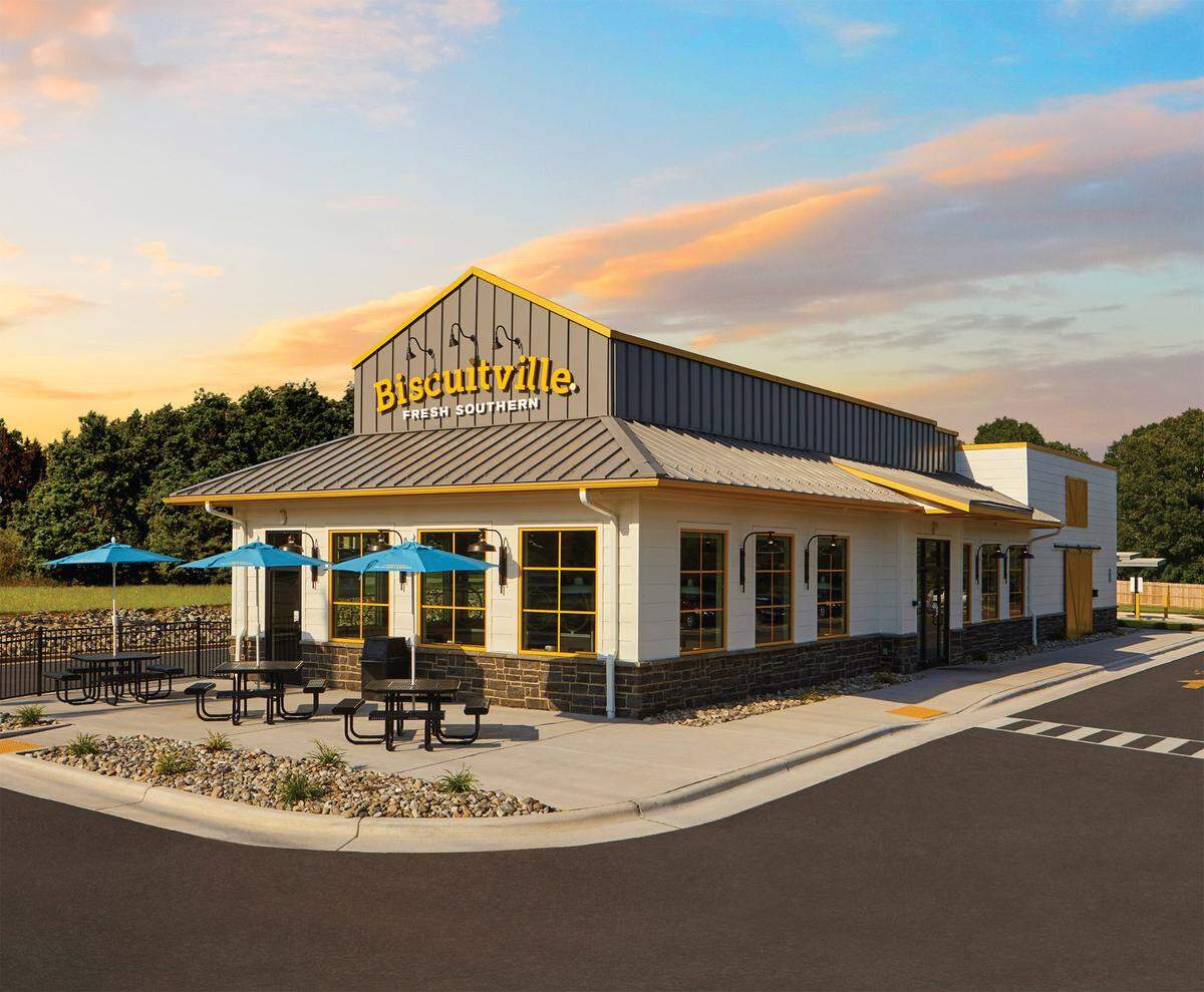 Greensboro-based Biscuitville opens Thursday at 3060 Derita Road near Concord Mills in Concord. 
