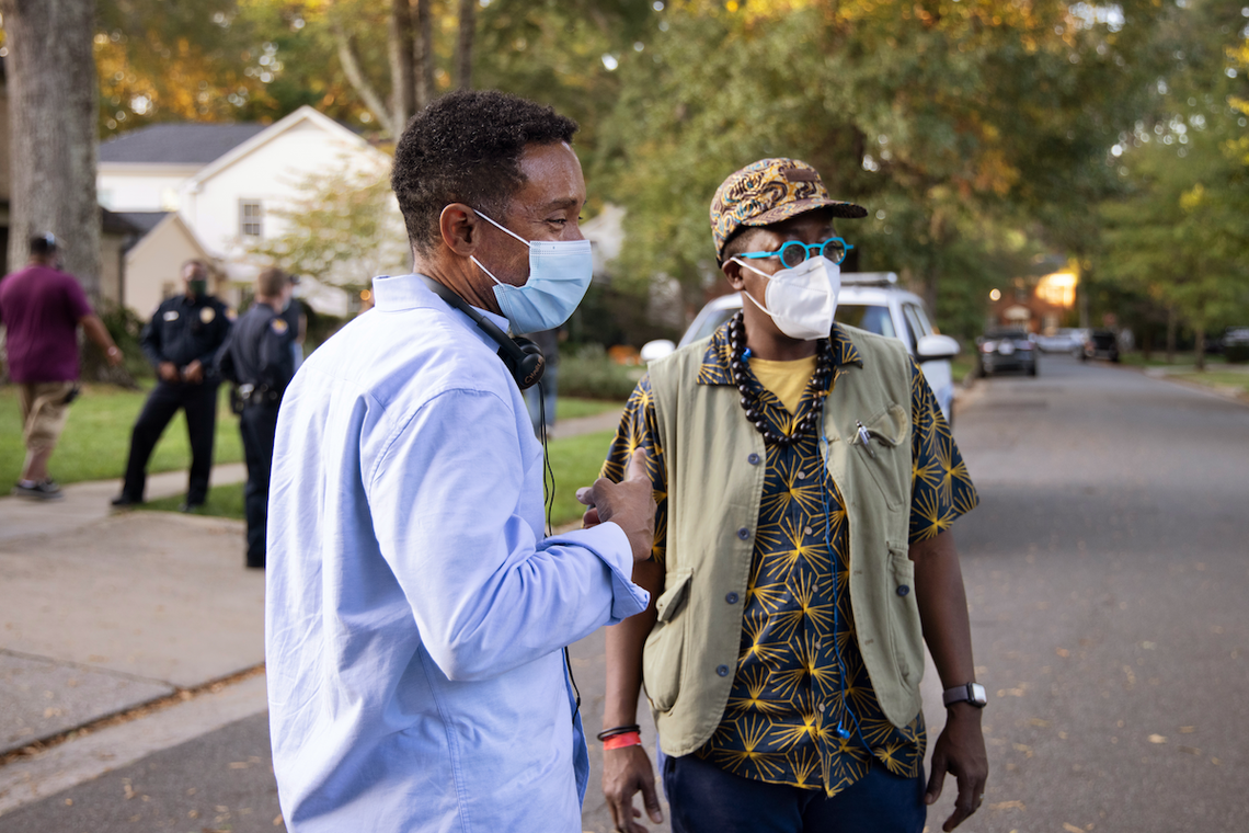The Oprah Winfrey OWN-network television series “Delilah” was set in Charlotte. Executive producer and director Charles Randolph-Wright, left, and director Cheryl Dunye work on the set in Charlotte.