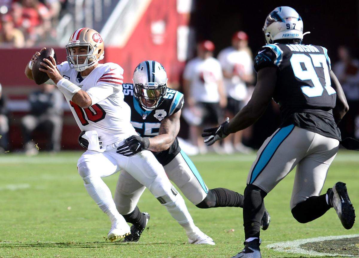 49ers quarterback Jimmy Garoppolo’s (10) time in San Francisco may be done.