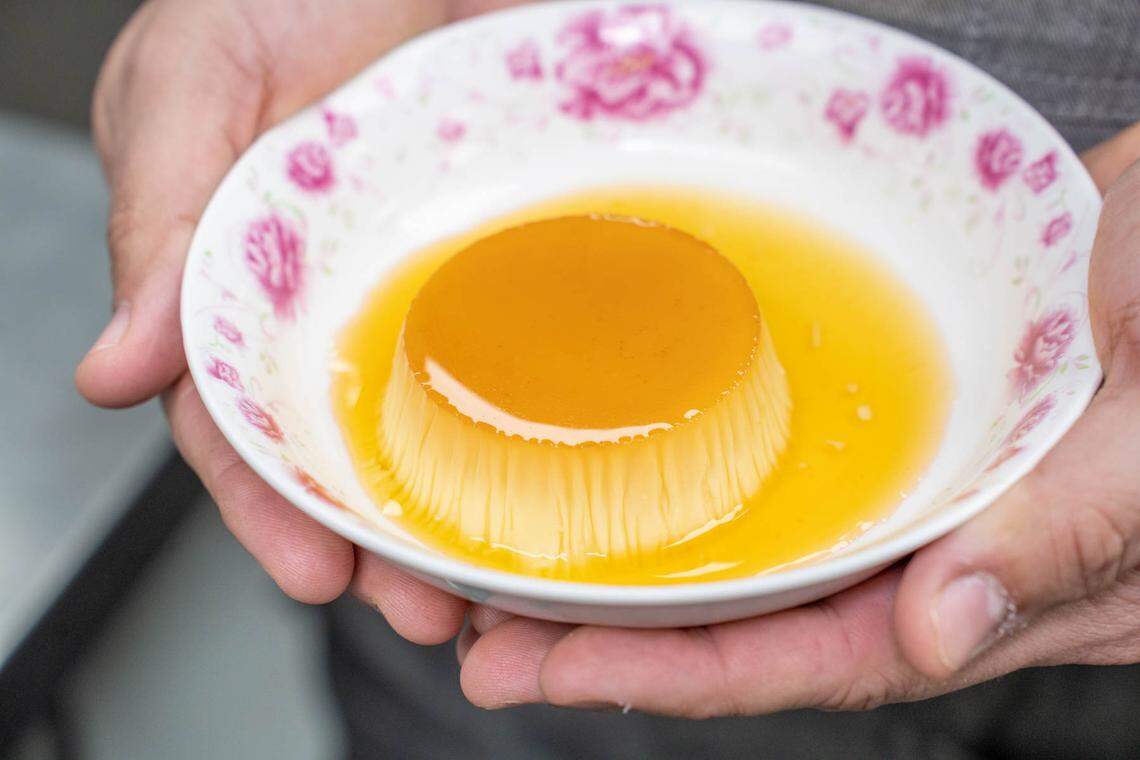 Chef/owner Andres Kaifer’s flan at Customshop.