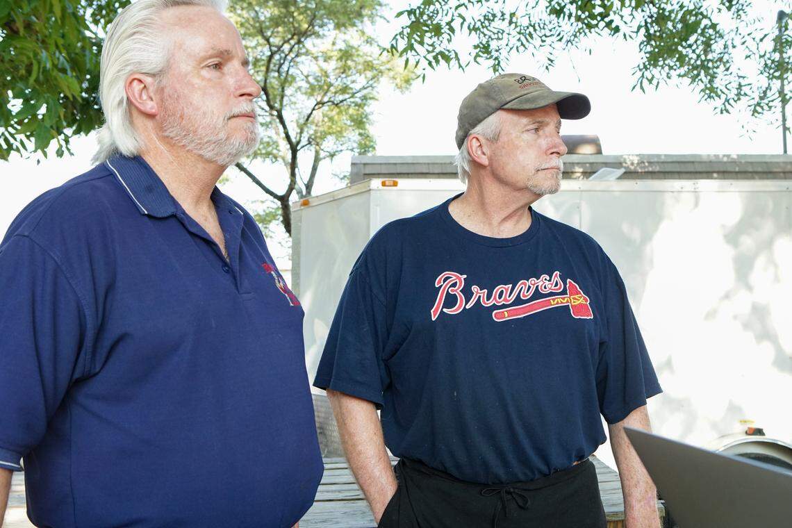 David Brooks and Scott Brooks, owner of Brooks’ Sandwich Shop, in August 2018.
