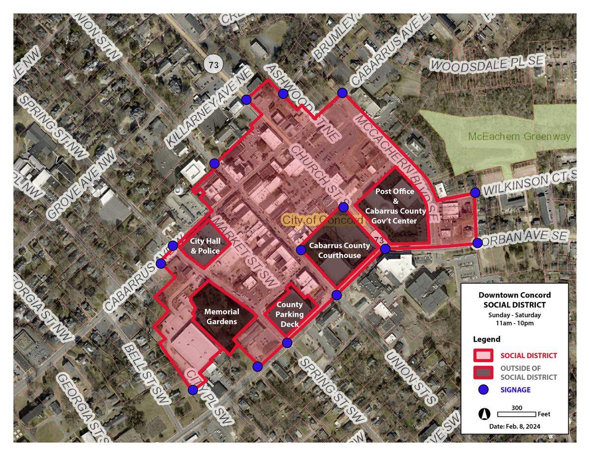 A map of the downtown Concord social district, which will go into effect Aug. 1.