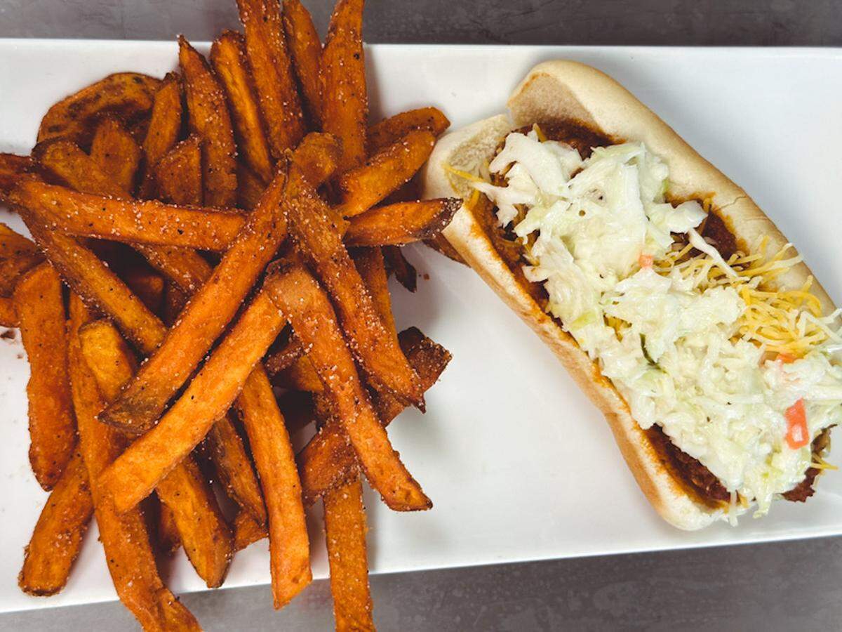 Community Table Bistro’s chili slaw dog.