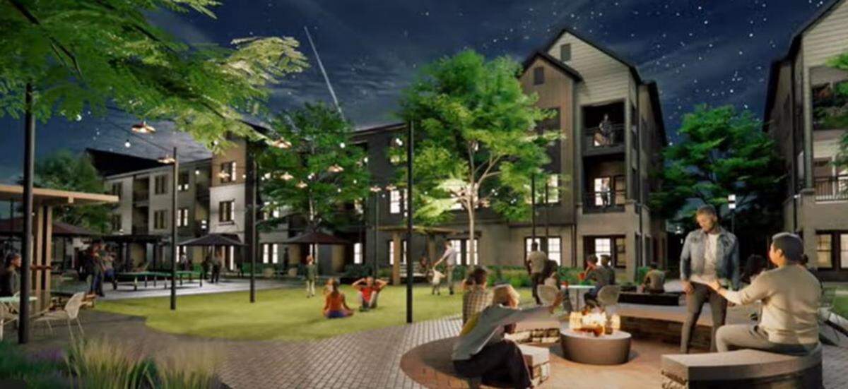 The southern part of Alex Yards would be “a little quiet area, garden yards, fire pits, curved linear paths, plantings,” developer Scott Thorson said.