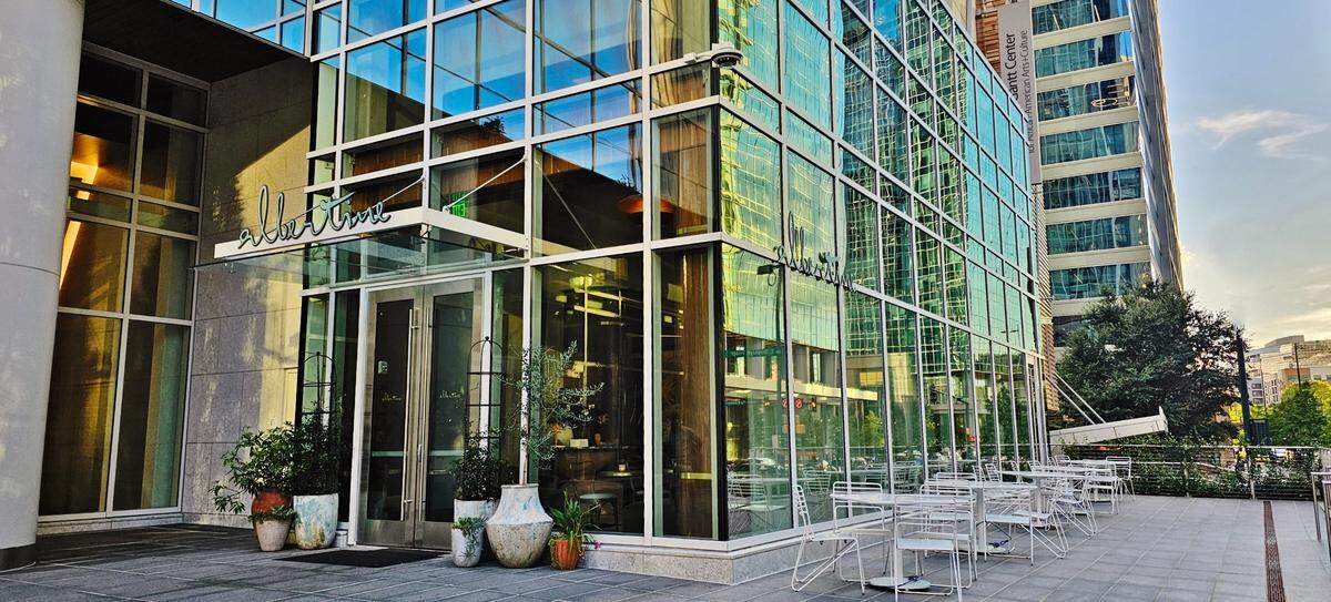 Albertine is located at the Duke Energy Plaza, 525 S. Tryon St., Suite #125.