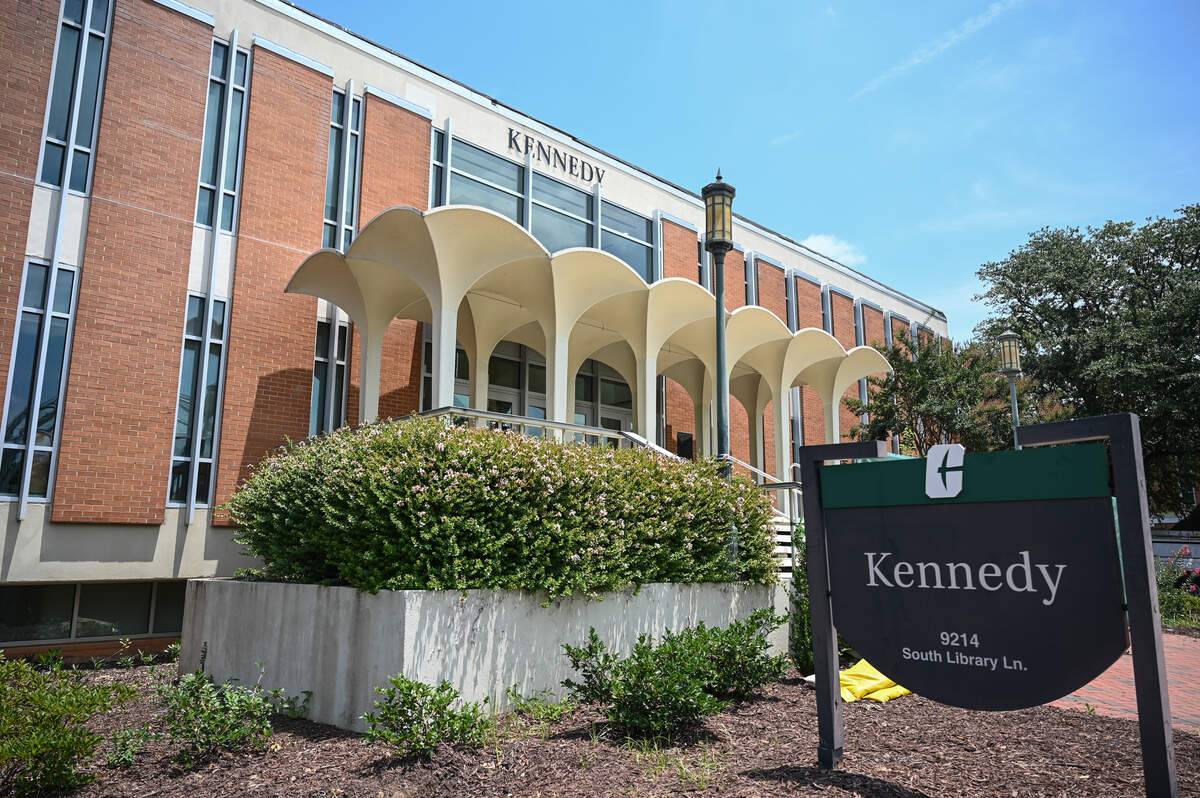 The Kennedy Building on UNC Charlotte’s campus on Thursday. UNC Charlotte will demolish the iconic Kennedy Building canopy due to drainage damage.