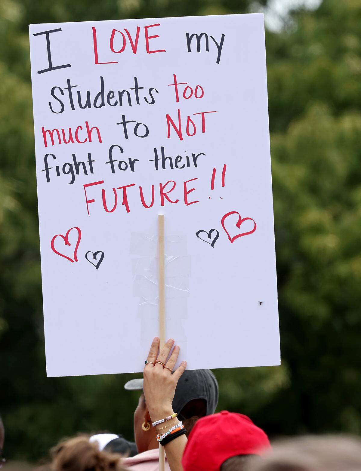 Signs, signs, signs were everywhere as teachers rallied at the Government Complex in Raleigh.