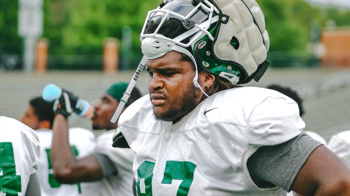 Jalar Holley transferred from Miami to join Will Healy’s Charlotte 49ers football team. (Keira Kinney)