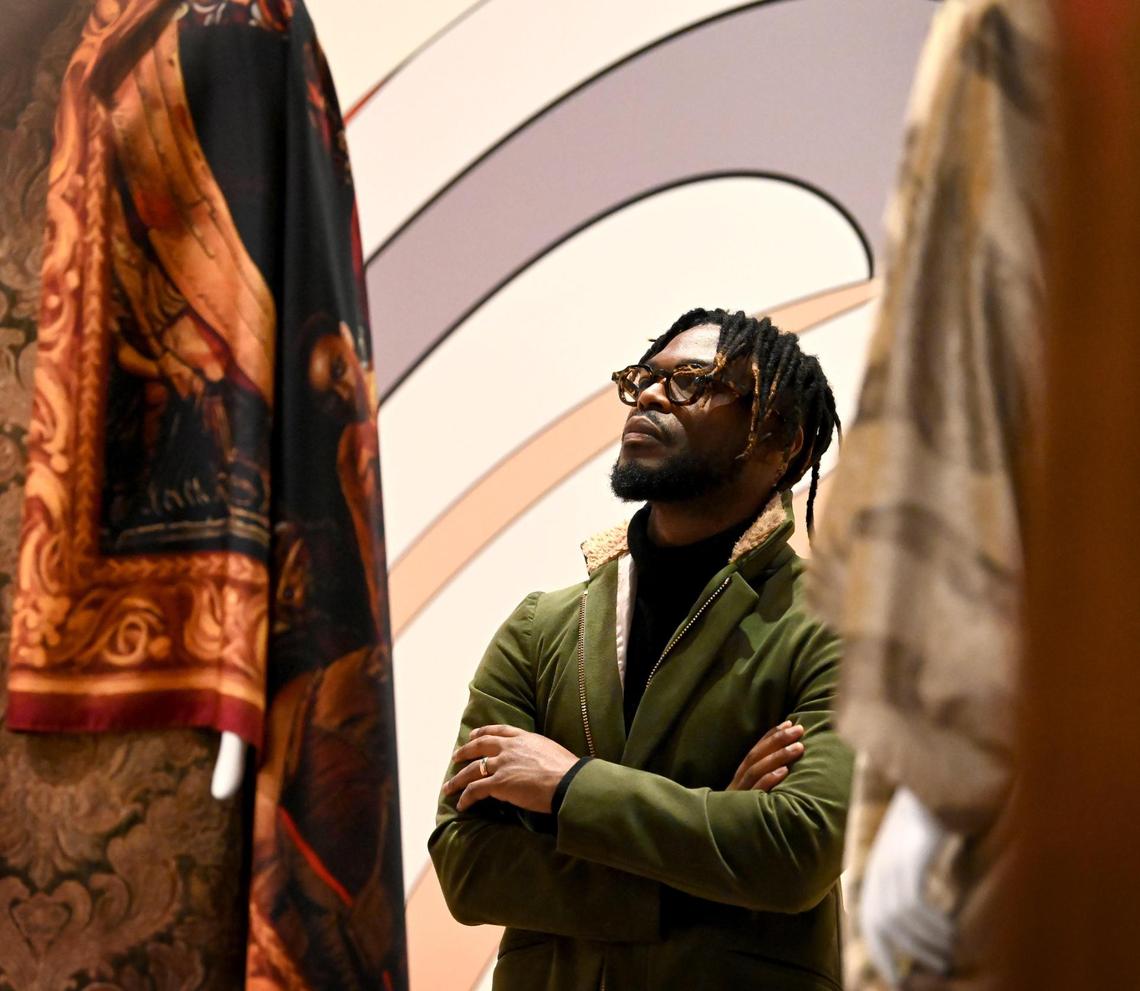 Walé Oyéjidé is among the fashion designers participating in the Mint Museum’s Fashion Reimagined exhibition. Oyéjidé’s Man’s Suit is in the gallery titled: Pattern and Decoration.
