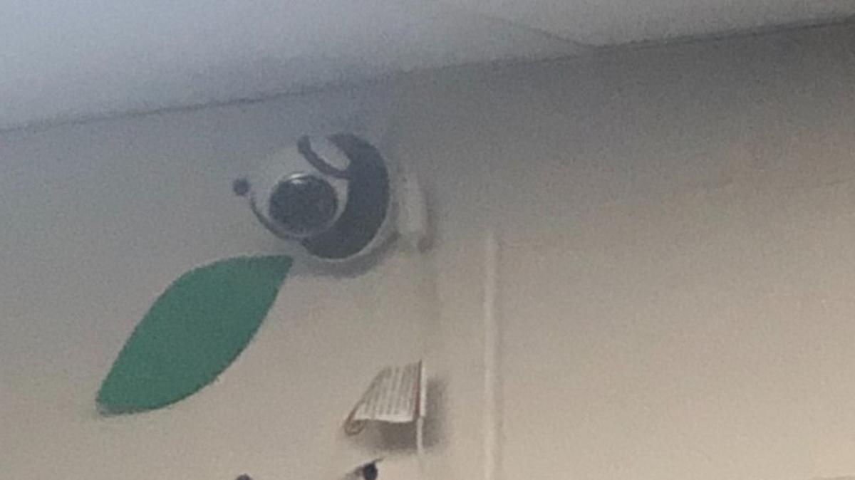 The camera in the Catawba College softball team’s locker room, before it was removed by the athletic director.
