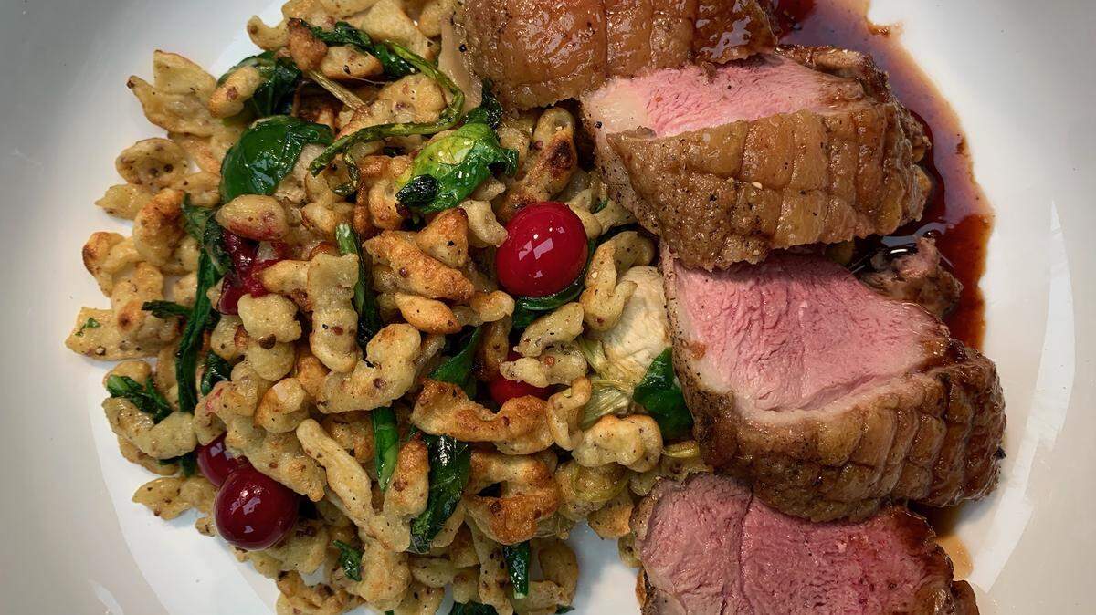 Duck breast at Customshop Handcrafted Food on Elizabeth Avenue in Charlotte.