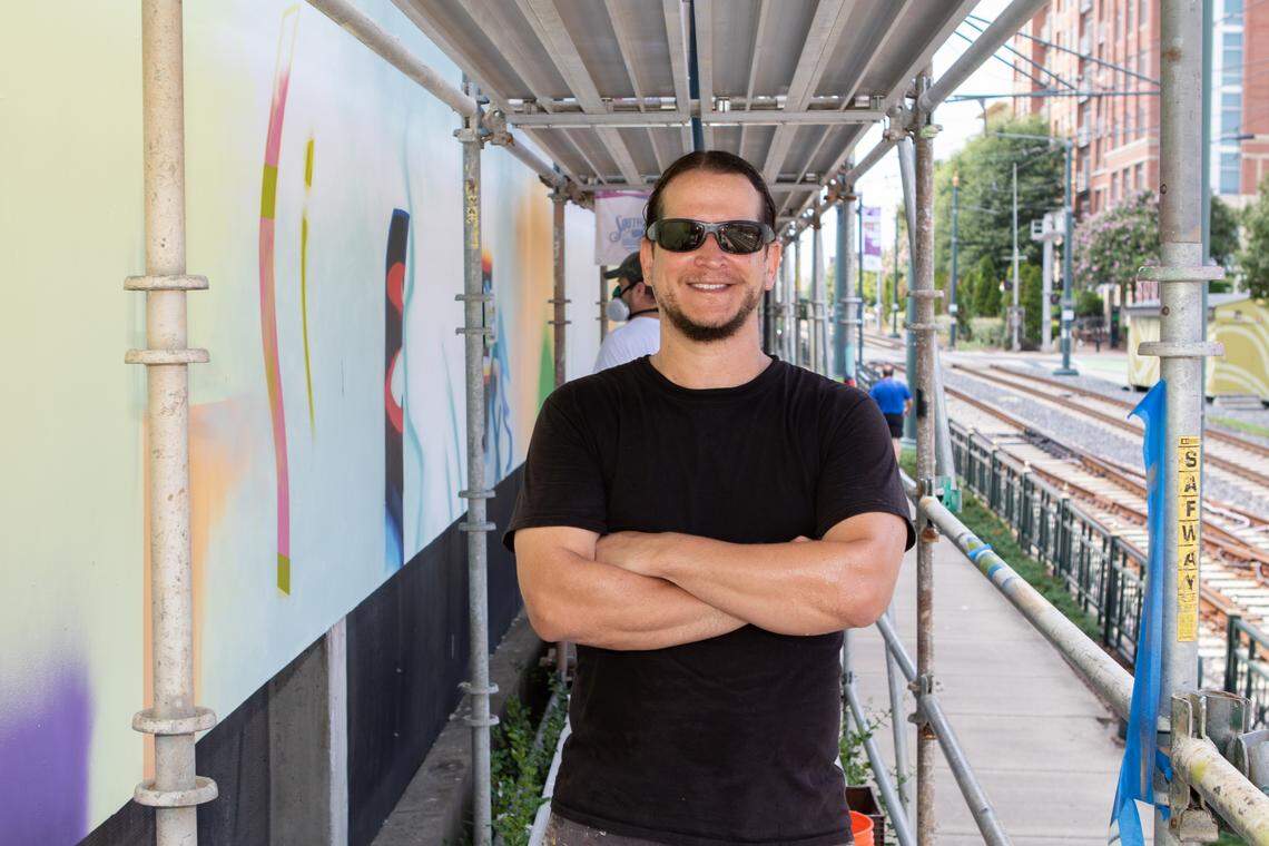 Ivan Depeña is workng on a new mural along Charlotte’s Rail Trail that’s a mix of studio art and street art.