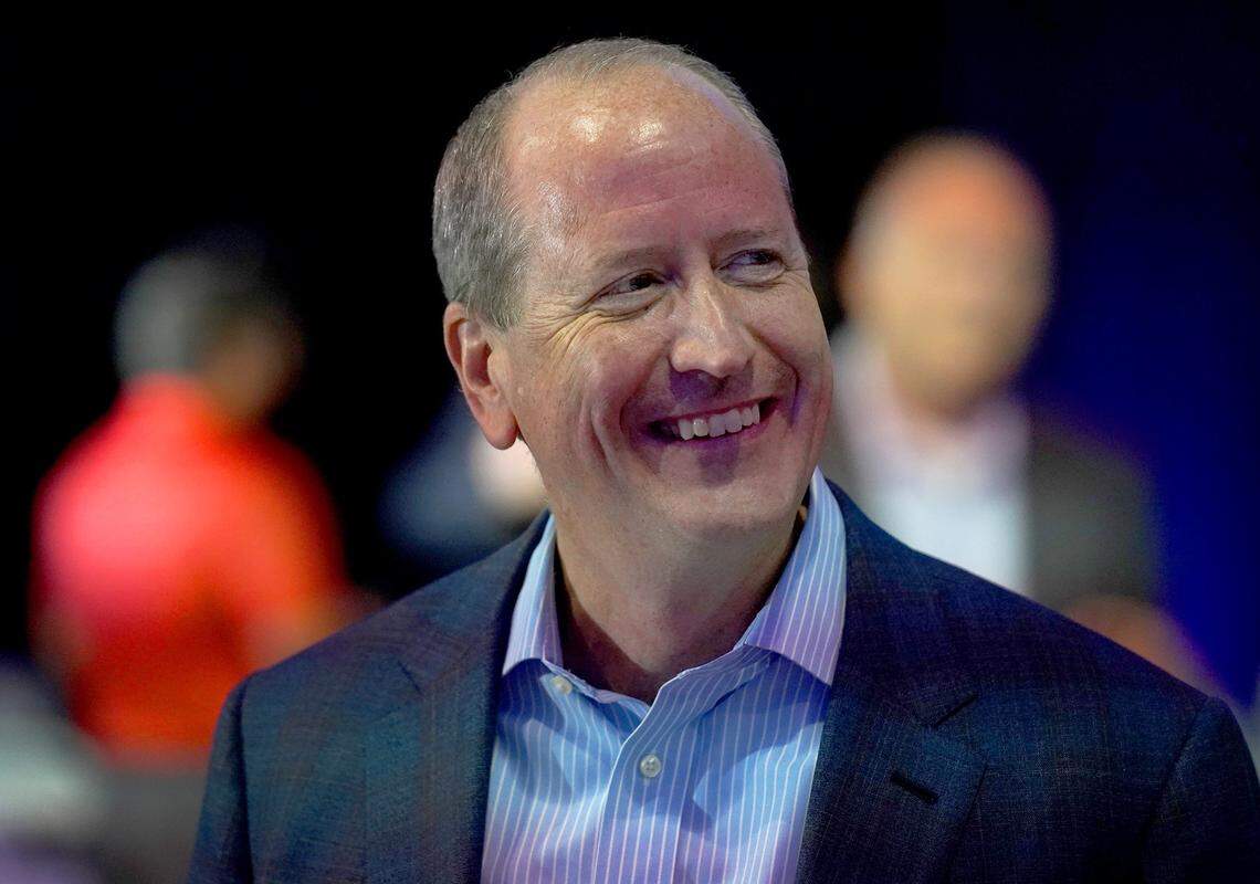 Dan Bishop, Republican candidate for the ninth district in North Carolina smiles as he meets supporters in Monroe, NC on Tuesday, September 10, 2019 shortly after the polls closed.