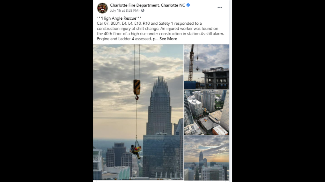 The Charlotte Fire Department’s Facebook post.