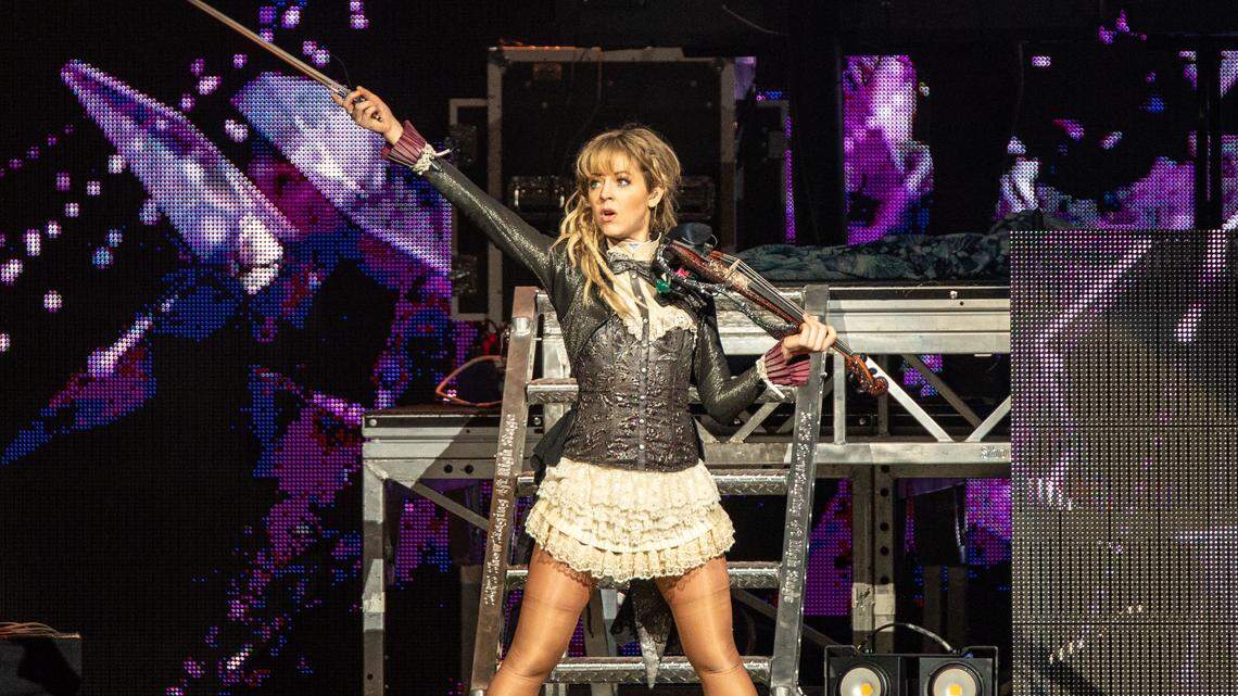 Lindsey Stirling plays at PNC Music Pavilion in Charlotte on July 21, 2018.