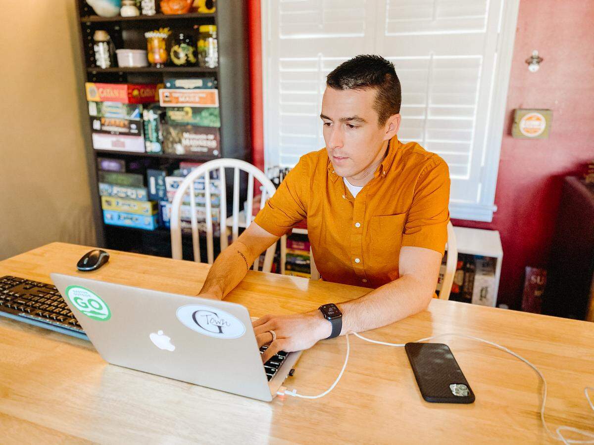 Walter Burks, who co-own GarlandBurks Marketing. with his wife, Heather, said work-life balance is tough when you’re working from home.