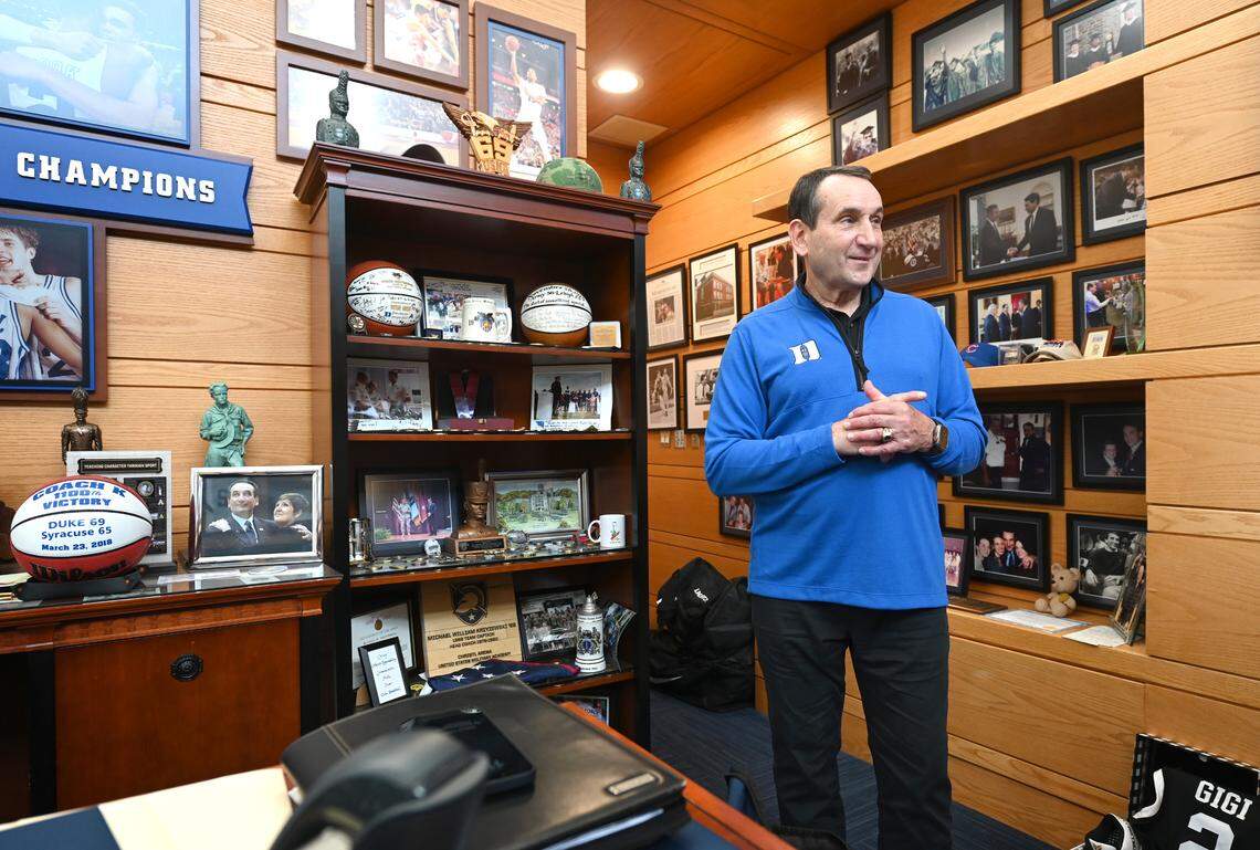 Former Duke University men’s head basketball coach Mike Krzyzewski on Saturday, June 3, 2023. Krzyzewski was the head men’s basketball coach at Duke University for 42 years. During his career as the Blue Devils coach he led the team to 13 Final Fours winning five national titles and 15 ACC tournament championships. Krzyzewski finished with 1,202 career wins.