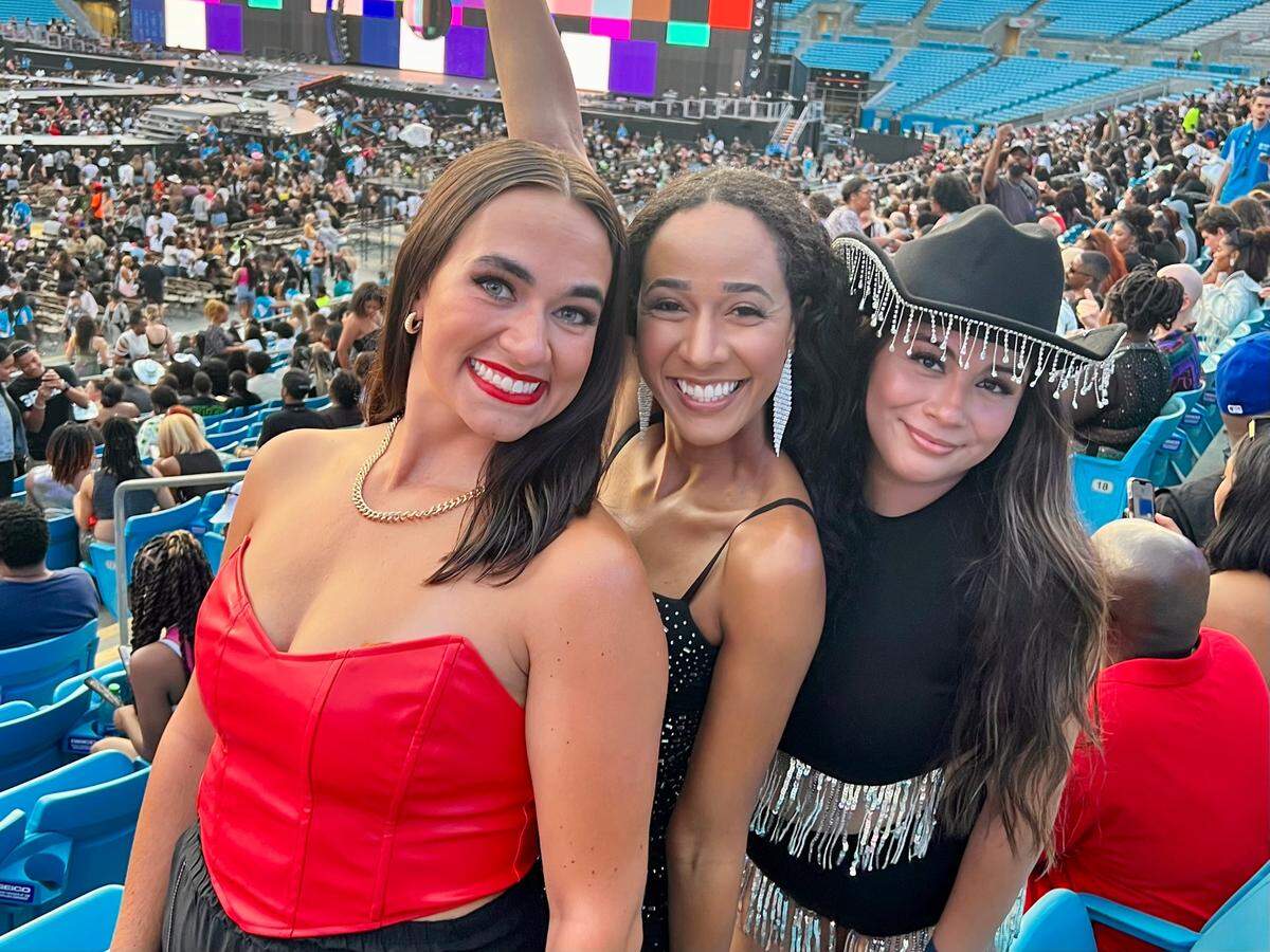 Chyna Blackmon, Taylor Wright and Kayla Romero Carrizales at Bank of America Stadium for Beyoncé’s concert.