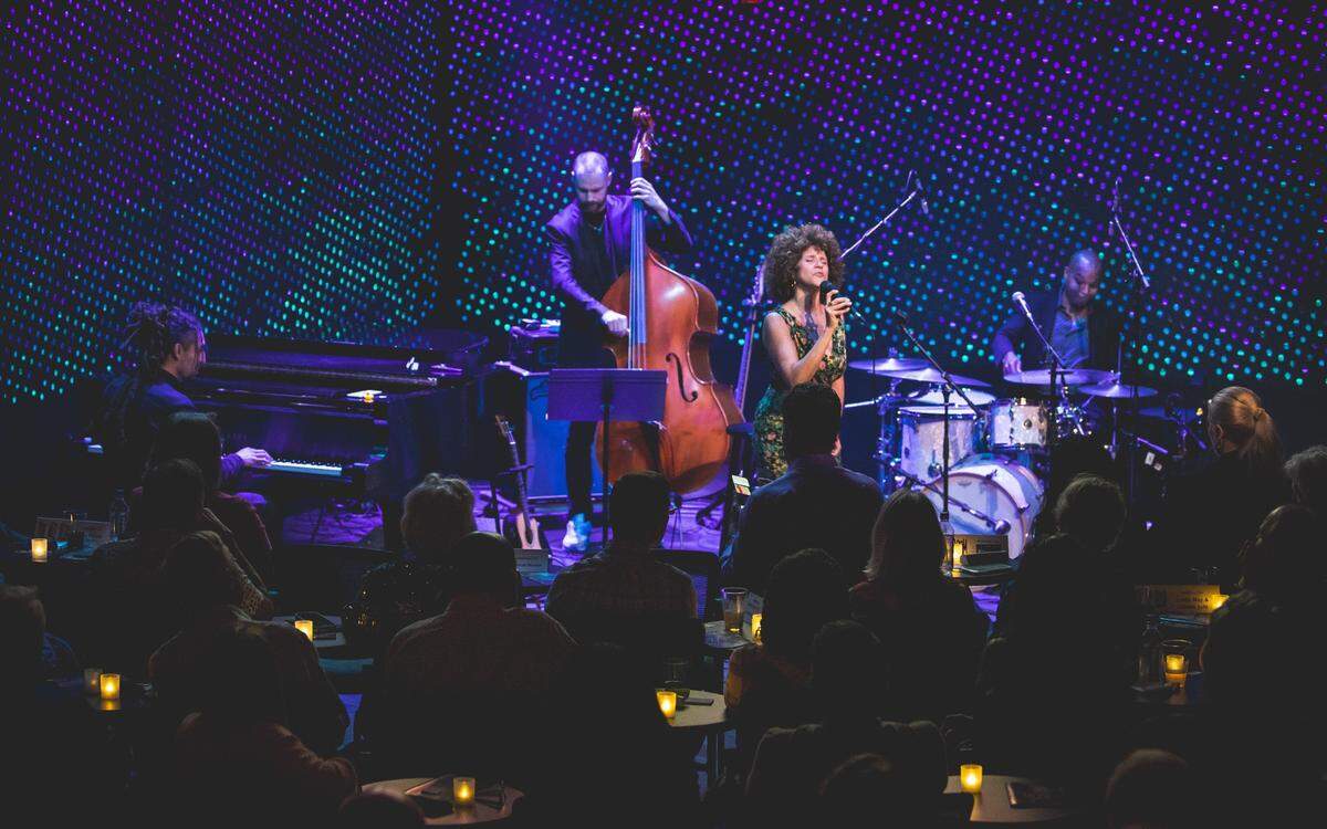 Cyrille Aimee performing at The Jazz Room in 2024. The JazzArts series features local, regional and nationally-known artists throughout the year.