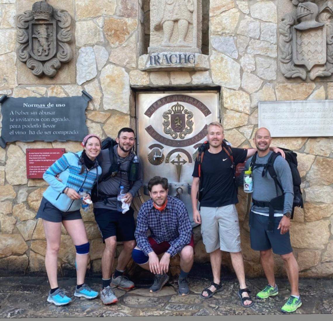 Aaron Hewitt, at far right, with the friends he made while on the Camino de Santiago.