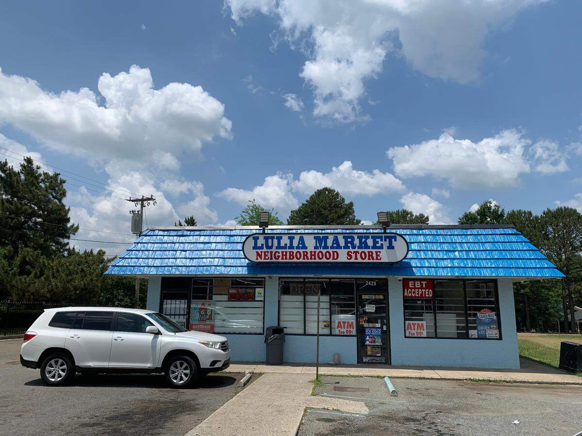 A car sits in front of Lulia Market neighborhood store off Beatties Ford Road on Wednesday, June 15, 2022.