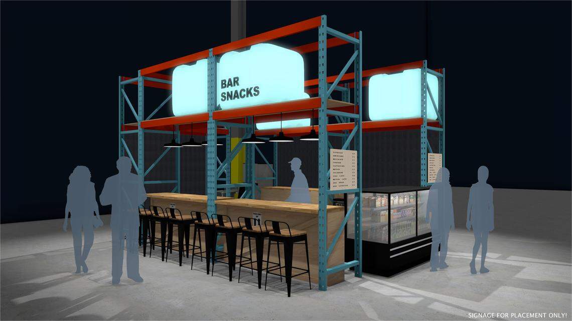 A rendering of the bar at Blumenthal Arts’ Blume Studios.