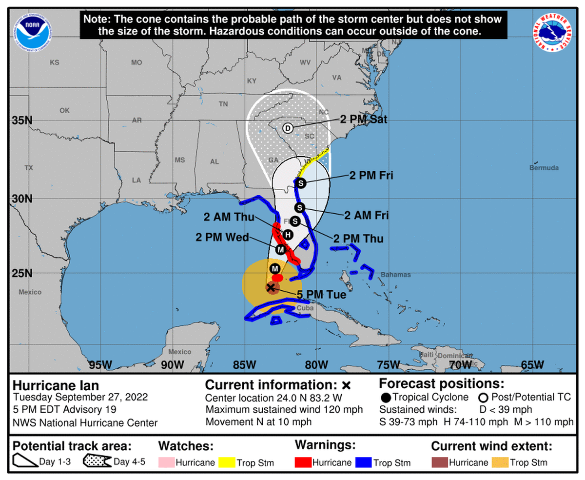 Hurricane Ian could dump heavy rains on Charlotte despite weakening to a tropical depression by its arrival in the Carolinas, a National Weather Service forecaster said on Tuesday, Sept. 27, 2022.