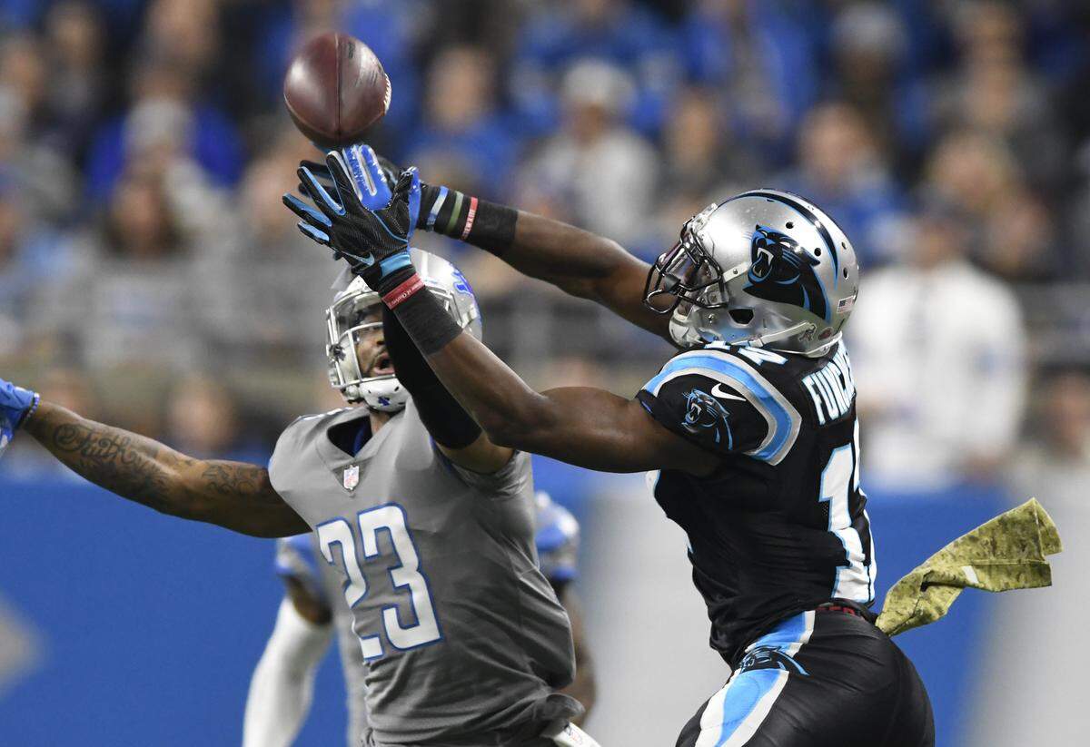 Carolina Panthers wide receiver Devin Funchess (17) might not be in the team’s plans for free agency this spring.