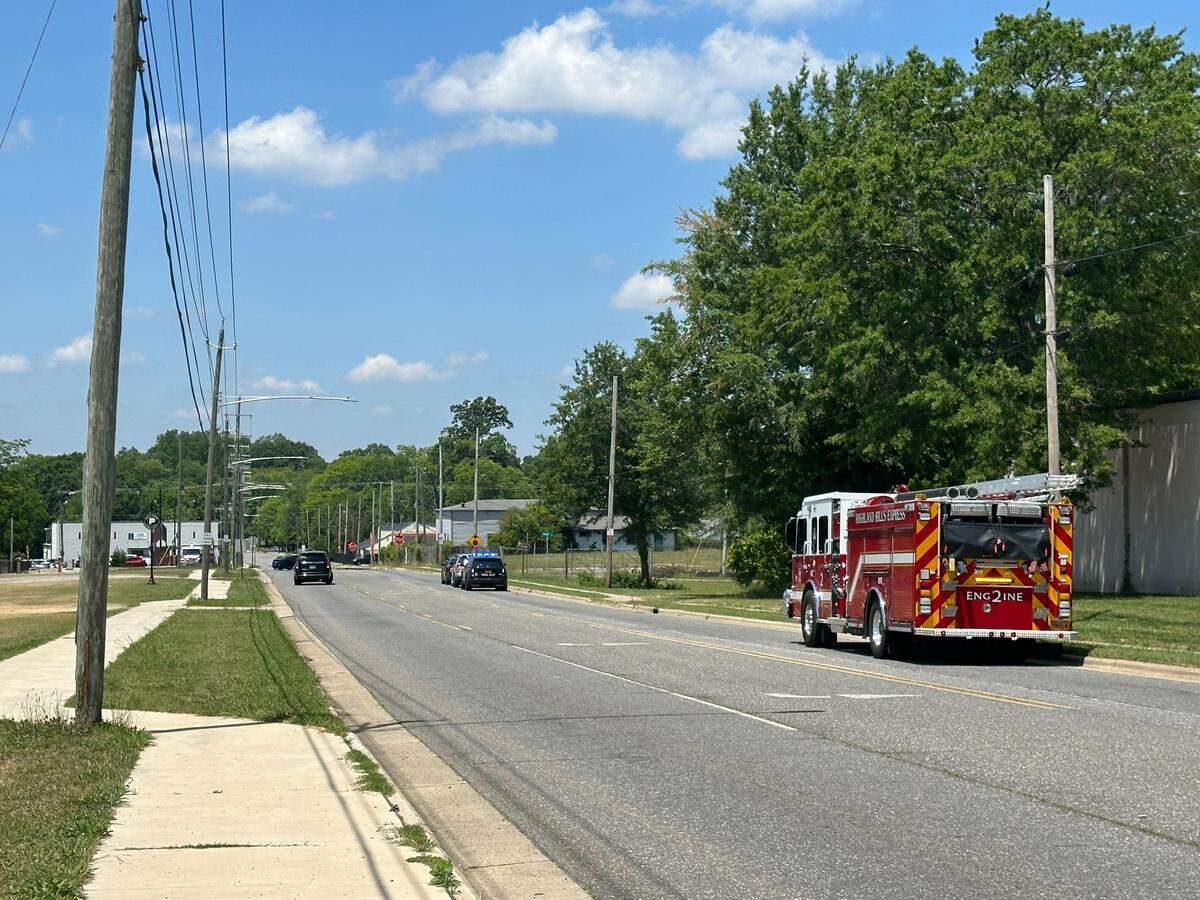 Police and fire vehicles near the scene of a reported standoff in Gastonia on Wednesday.